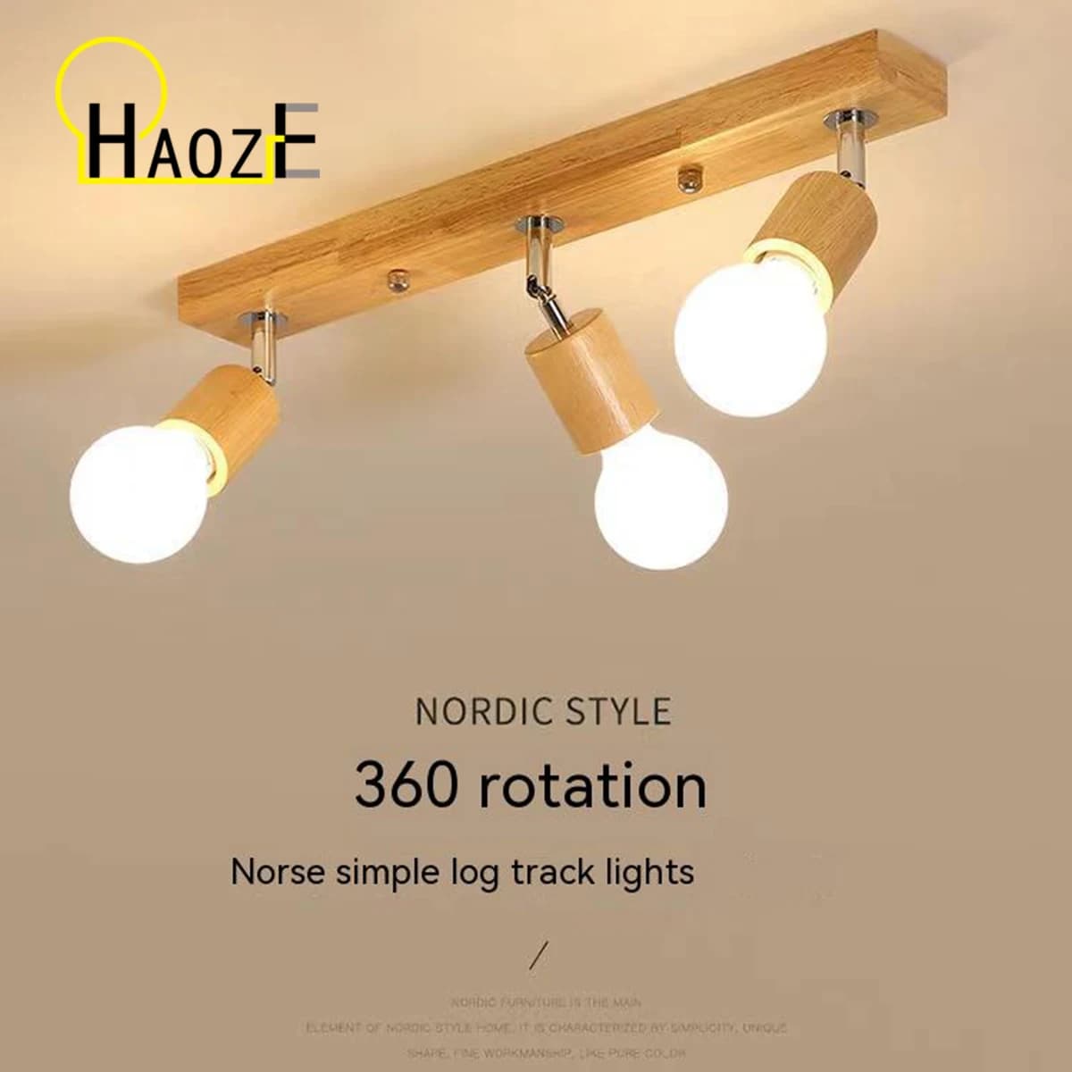 Faretti in legno Lampada da soffitto rotante a LED per uso domestico a montaggio superficiale Lampada da parete per sfondo soggiorno Illuminazione a binario per la casa