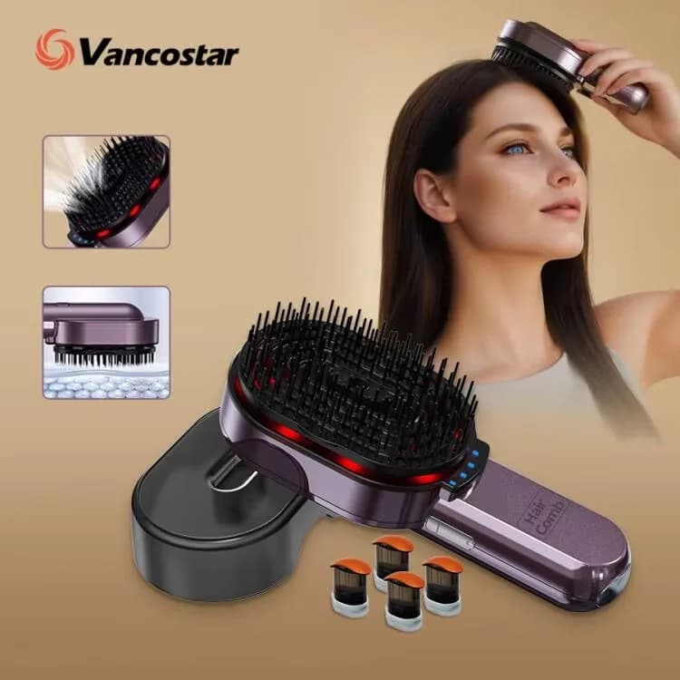 Pettine per massaggio 4 in 1 Bomba spray per olio essenziale per capelli inclusa Testa Spa Trattamento rilassante Plasma NIR Photon Pettine per capelli Massaggiatore