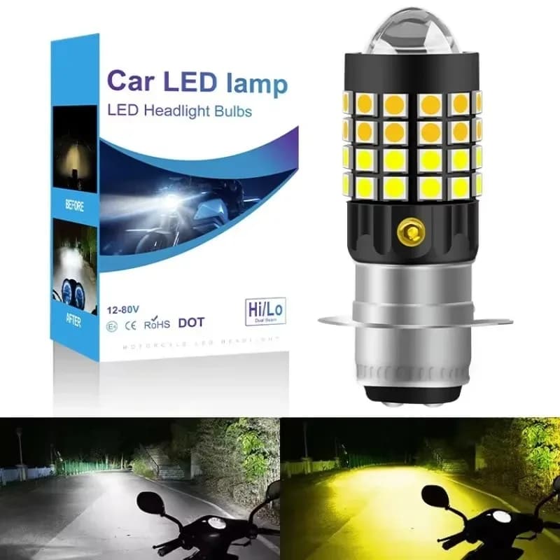 1 pz 12-80 v Adatto per Moto Fari A LED P15D PH7 Dual Color Giallo e Bianco Fari Del Motociclo 2025 Nuovo