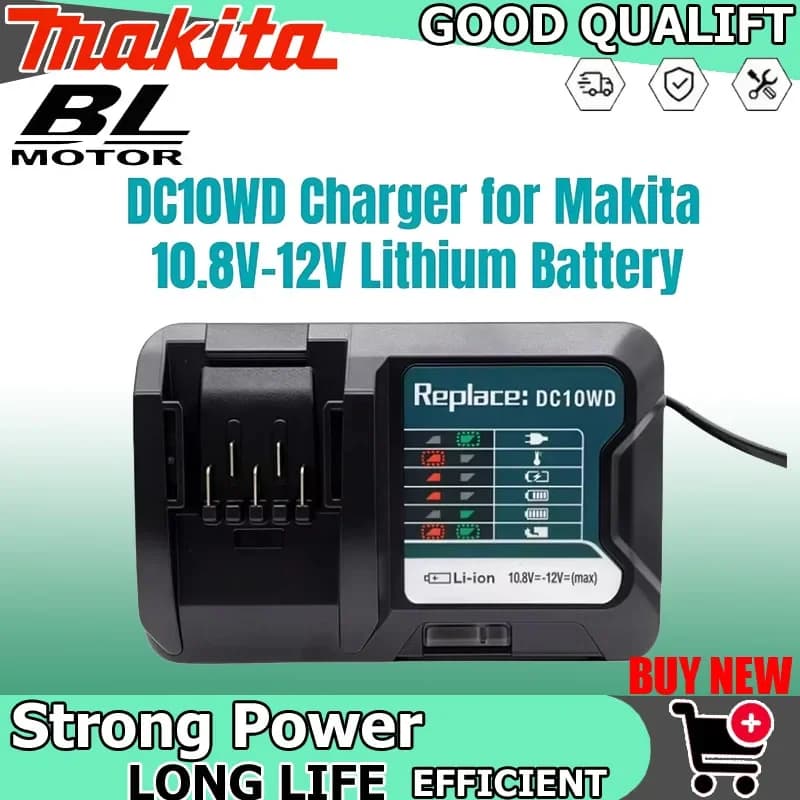 Caricabatterie DC10WD BL1015 Sostitutivo per MAKITA 10.8V 12V BL1016 BL1021B BL1041B FD05 DT03 RJ03Z SH02Z PH04Z DC10SB
