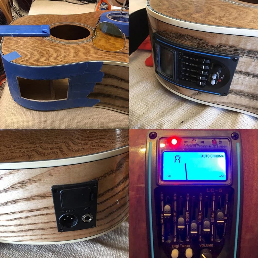 Set di preamplificatori EQ per chitarra acustica a 5 bande Display LCD per chitarra acustica Equalizzatore EQ a 5 bande con microfono con manopola di controllo
