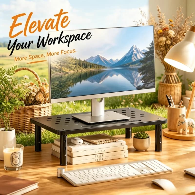 Supporto per monitor regolabile in altezza, supporto telescopico per schermo, riduce la pressione sul collo, staffa universale per ufficio, casa, scrivania, spazio di lavoro
