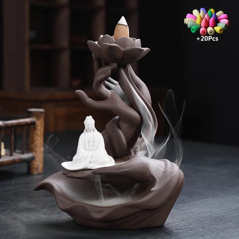 Porta Incenso a Cascata in Ceramica a Forma di Maialino Portafortuna Cinque Benedizioni, Decorazione per Casa e Ufficio