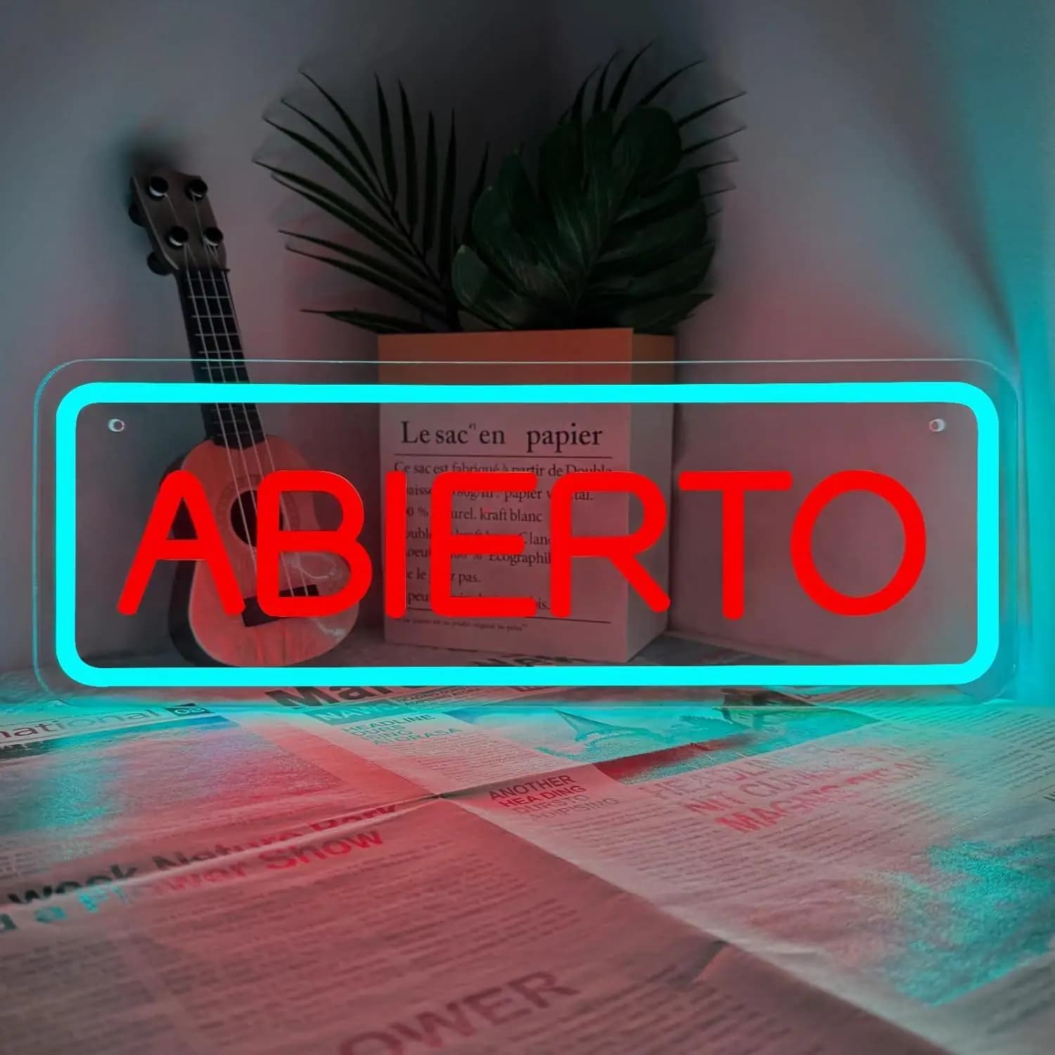 Insegna Luminosa a LED USB Dimmerabile Abierto Open per Bar, Ristoranti, Caffetterie, Saloni, Negozi, Attività Commerciali, Esposizione su Parete o Finestra, Insegna Artistica