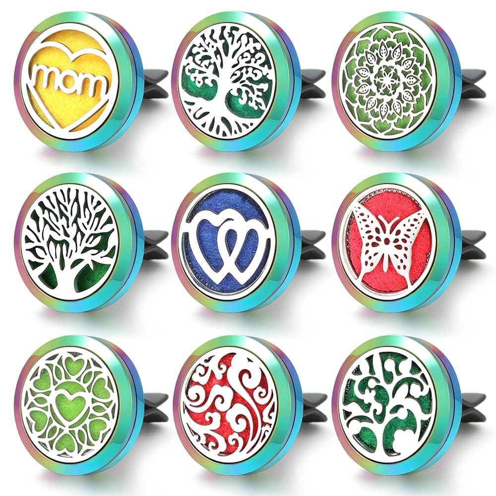 Fashion colored auto aromatherapy diffuser life shaft deodorant clip essential oil fragrance medallion pendant jewelry