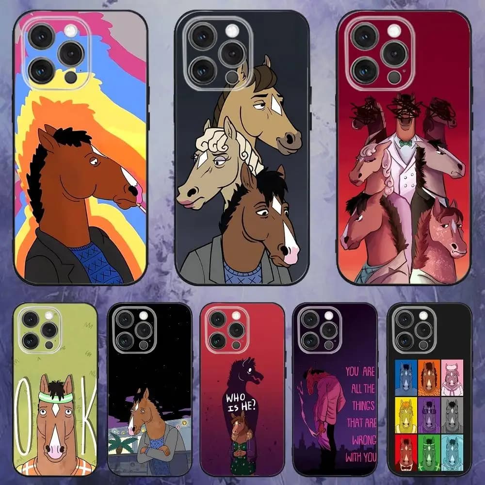 Cool B-Bojack H-Horseman Phone Case For iPhone 17,16,15,14,13,12,Pro,Max,Plus,E,SE4,Air,Mini Black Soft Box