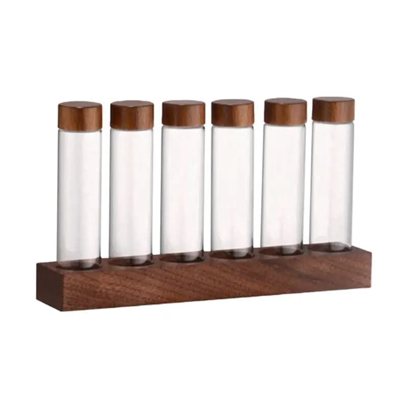 KYCOR-Glass Test Tube Display Stand Barista Tools Single Tube Storage Coffee Bean Dispensing Bottle Coffee Sealed Jar Beans
