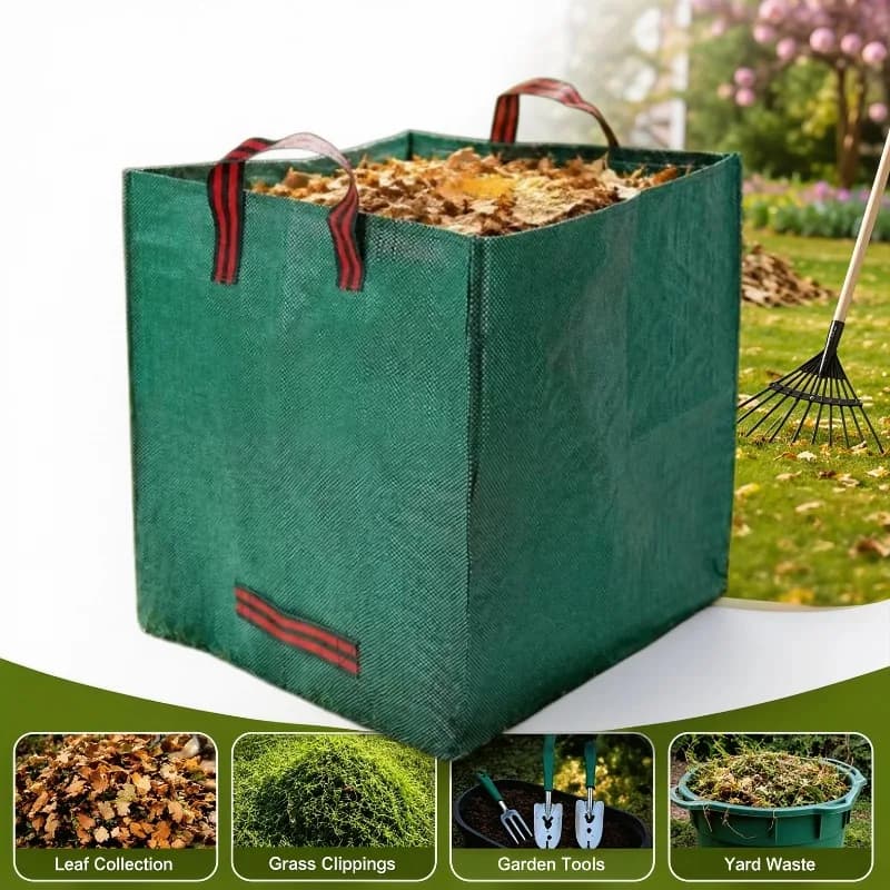 Garden Waste Storage Bag Large Capacity Reusable Leaf Lawn Collection Bag Heavy Duty Yard Handles Cleanup Sack Outdoor Garden