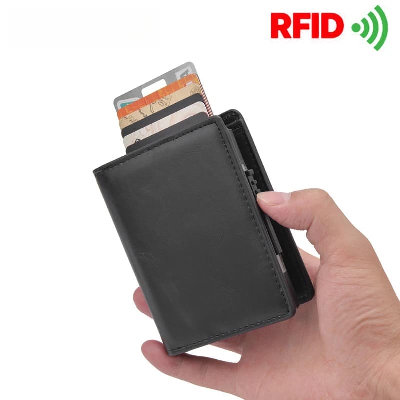 Portacarte di Credito per Uomo con Blocco RFID, Portafoglio Bifold Antifurto e Antimagnetico, Porta Carte con Protezione