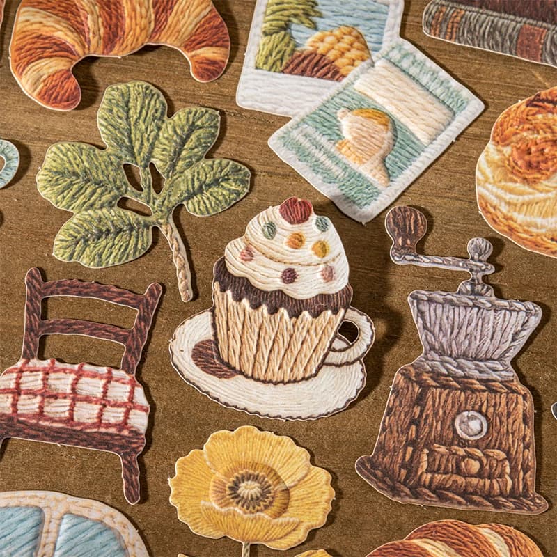 Journal GO 30 embossed creative stickers with small sweet things for photo frame decorations, album collages, handmade materials