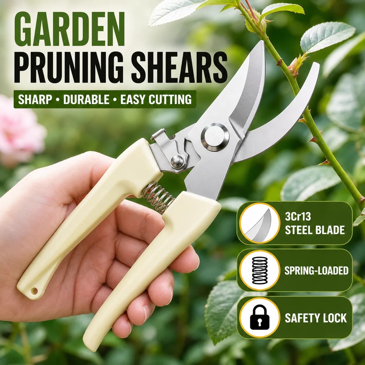Forbici da potatura curve professionali – Forbici da giardino affilate per rami, comoda impugnatura antiscivolo, cesoie da giardinaggio