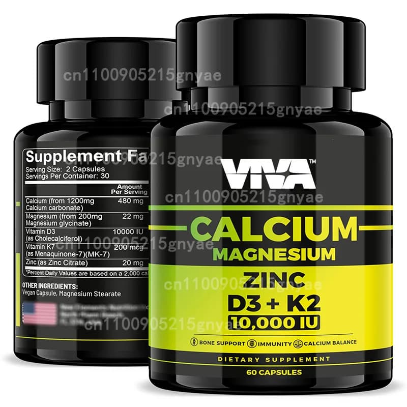Vitamin D3 supplement K2 - 5000 UI D3, 50 mcg K1, 15 mcg K2 MK-7 - for Ossa Support and Immunitary System, 60 Capsules