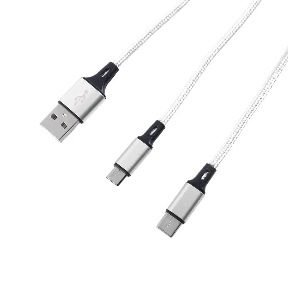 Cavo di ricarica portatile micro USB da 1,25 m Cavo di ricarica splitter a Y intrecciato in nylon Cavo di ricarica per telefono Cavo di ricarica rapido