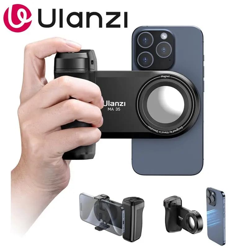 Impugnatura per Fotocamera Smartphone Ulanzi MA35 con Supporto MagSafe e Telecomando Bluetooth 15M per iPhone 15/14/13, Ideale per Vlog, Selfie e Live Streaming