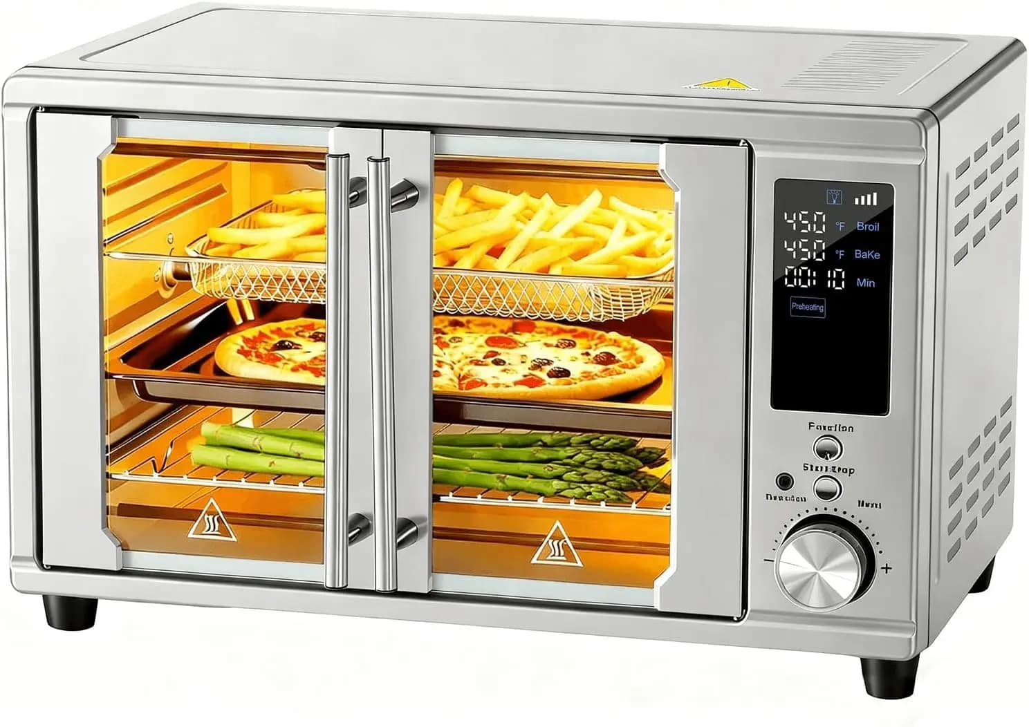 Oven Toaster and Air Fryer Combined with Double Door, Approach oven from 29.6QT with 12 Functions in 1