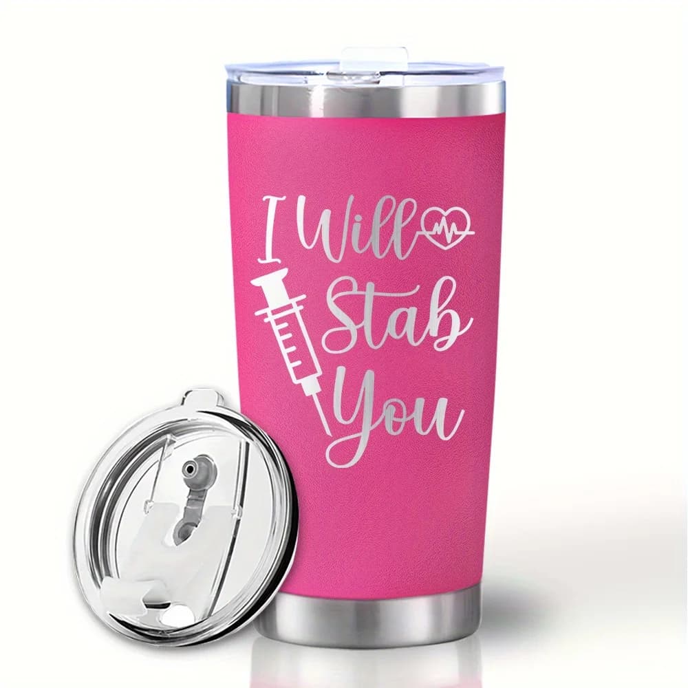 Bicchiere Termico in Acciaio Inox da 20oz con Coperchio, Tazza da Auto, Bottiglia d'Acqua, Tazza da Viaggio, Thermos Isolato Sottovuoto per Bevande Calde e Fredde