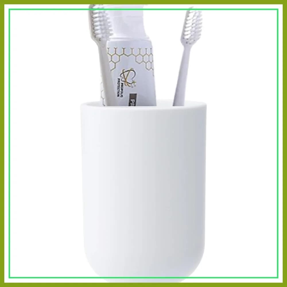Bicchiere in Plastica per Spazzolino 350ml - Bicchiere da Bagno, Porta Spazzolino, Bicchiere per Bere per Bambini e Adulti, Bianco