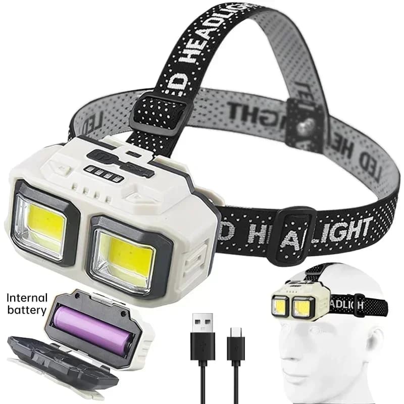 Powerful LED Induction Headlamp 4 Lighting Modes Type-C Charge Head Flashlight Outdoor Waterproof Camping Fishing Headlight