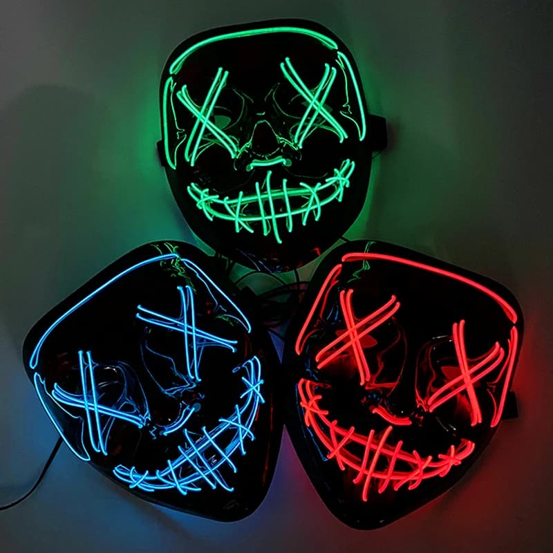 Wireless LED Mask Halloween Party Masque Masquerade Mask Neon Mask Light Glow In The Dark Mascara Horror Purge Glowing Masker