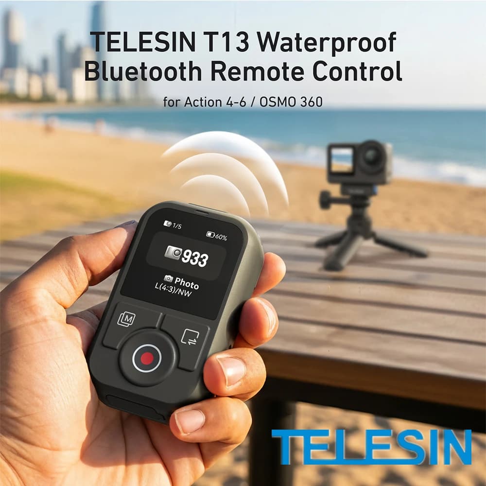 TELESIN Bluetooth Remote Control For DJI OSMO Action 6 / Action 5Pro / 4 / OSMO 360 Camera Accessories HD Color Screen Display