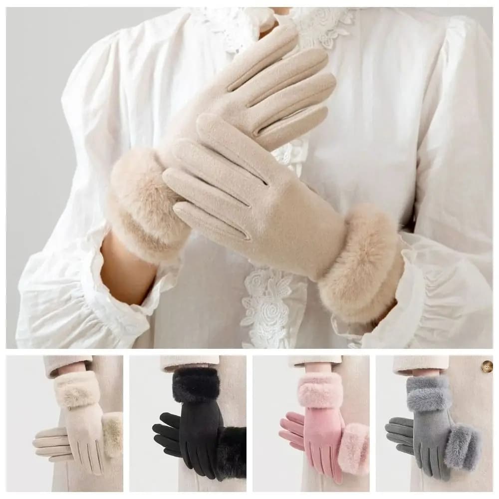 Guanti casual in pelle scamosciata tinta unita Guanti da ciclismo touch screen antivento Comodi guanti caldi con dita intere Sci