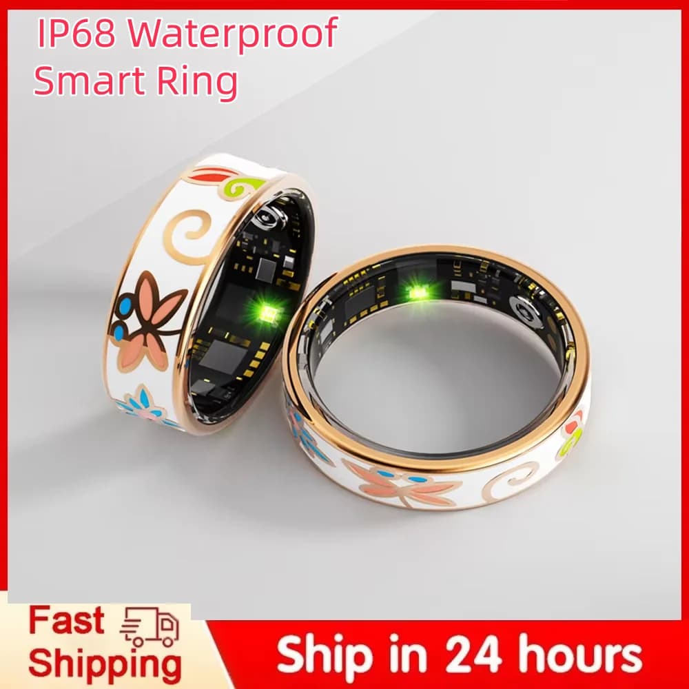 R18 Smart Ring Colorful Nails Women's Smart Stainless Steel Ring IP68 Fitness Tracker Smartring Waterproof