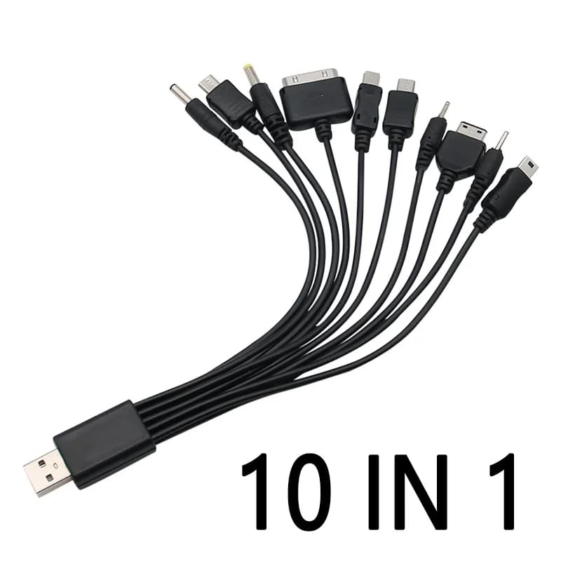 Cavo caricabatterie universale da USB a multi-spina per telefono cellulare Cavo USB da 10 a 1 per Samsung Xiaomi Huawei Google Cavo caricabatterie MP3 OPPO