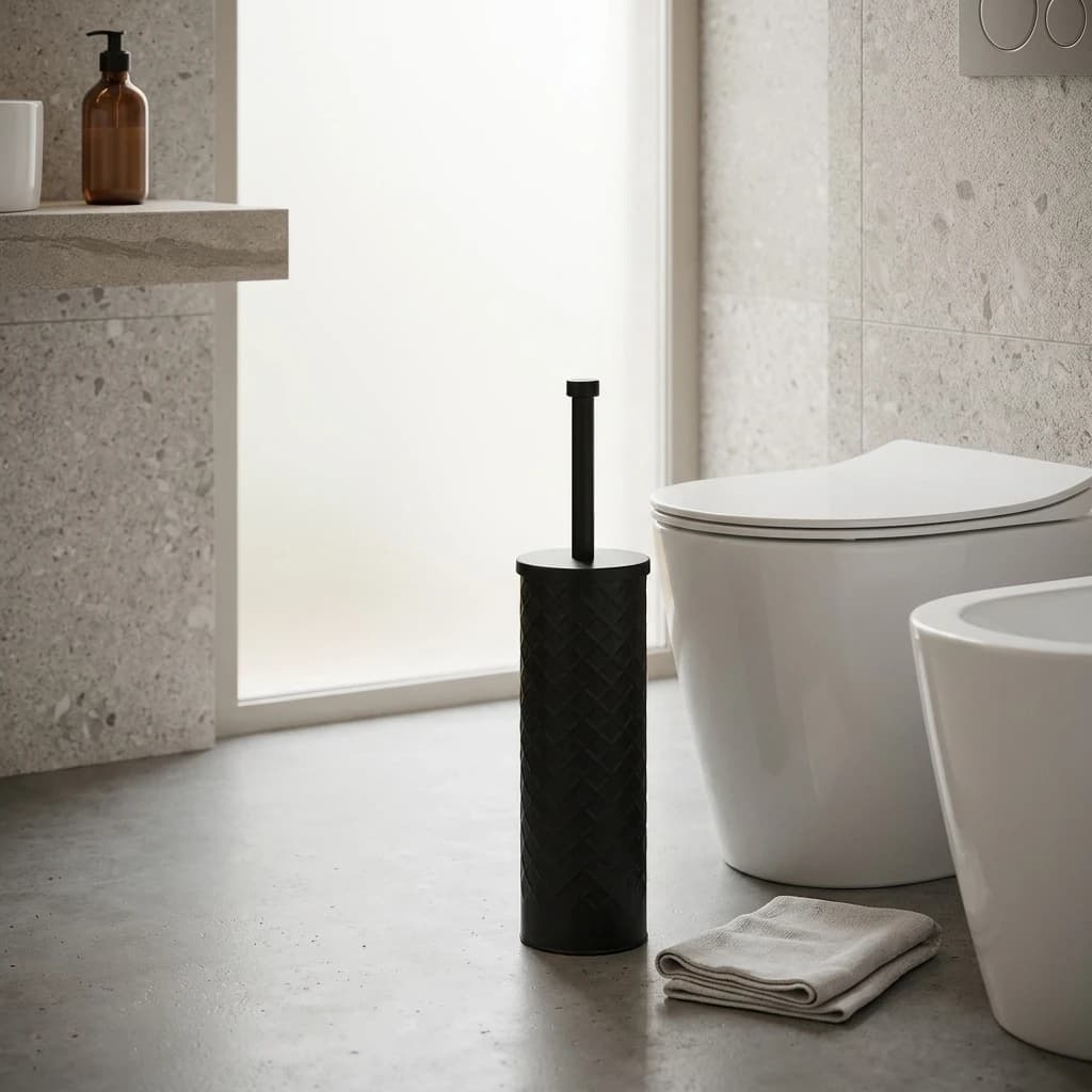 Spazzola per WC con Base in Acciaio Inossidabile e Design Scanalato per la Pulizia del Bagno di Casa