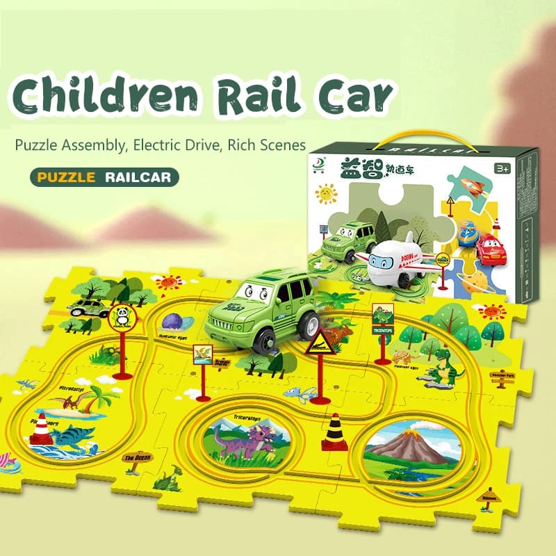 25 pezzi per bambini puzzle educativo vagone ferroviario elettrico assemblaggio fai da te giocattolo taxi treno pista auto giochi da tavolo logici puzzle giocattoli regali
