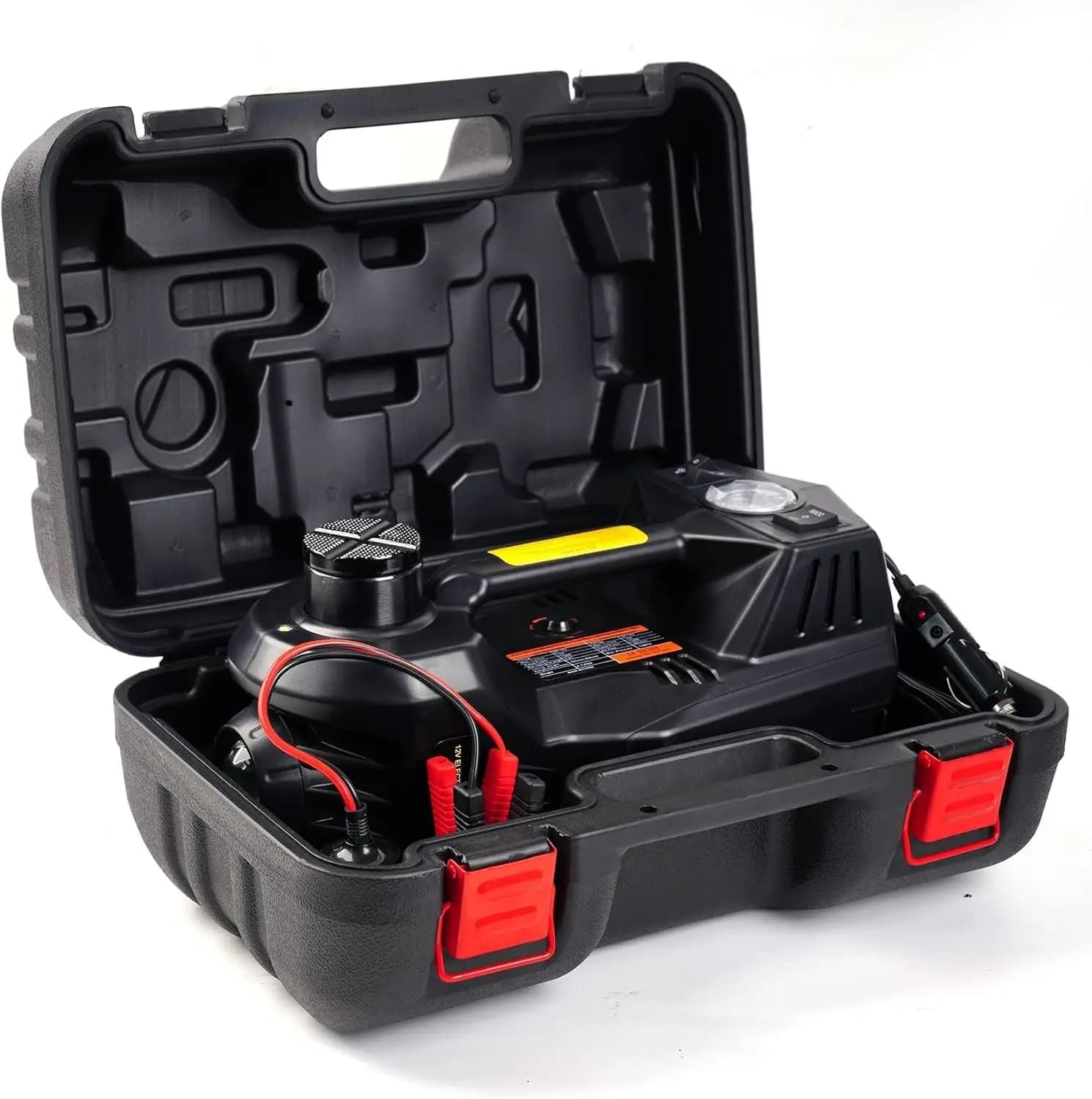 Martinetto Elettrico per Auto da 5 Tonnellate 12V con Gonfiatore e Luce LED - Sollevatore Idraulico Portatile per SUV, Berlina, Monovolume per Cambio Pneumatici
