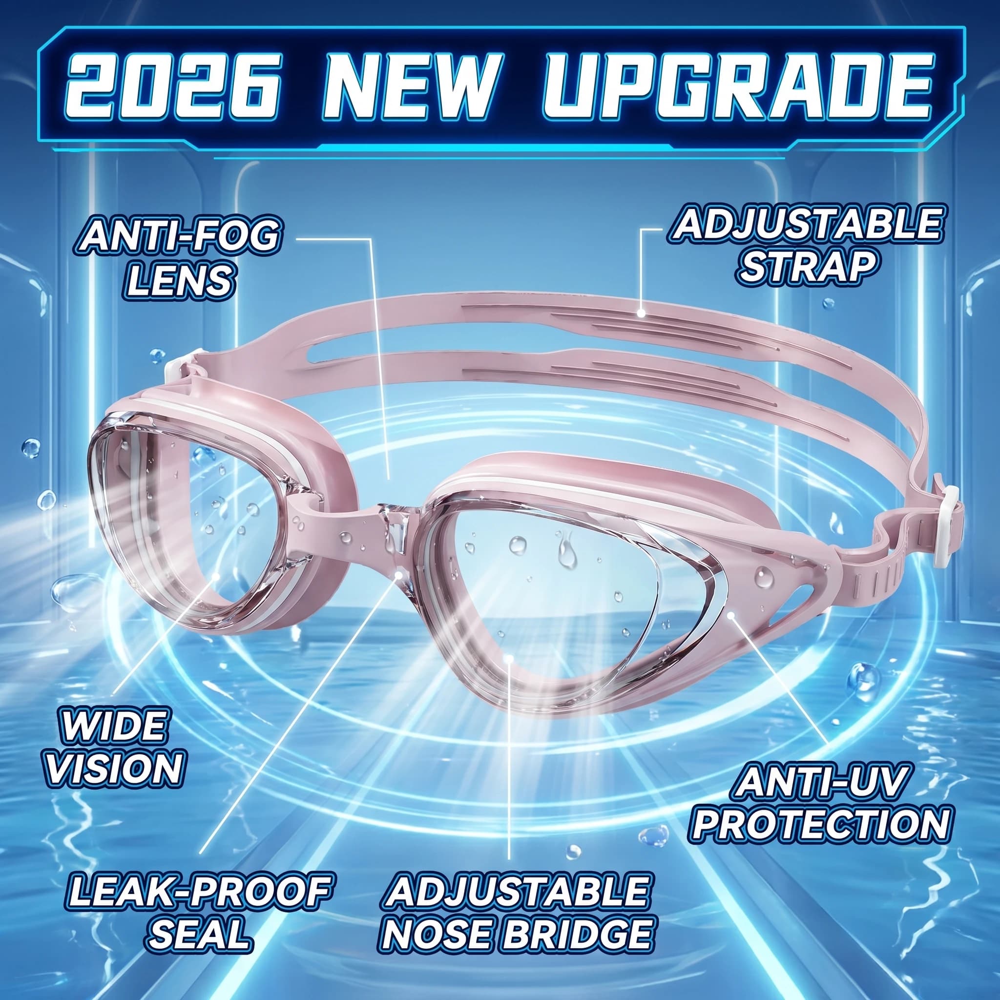 2026 New Upgrade Swim Goggles,Swimming Goggles For Adult Men Women, Anti-fog UV Protection No Leaking