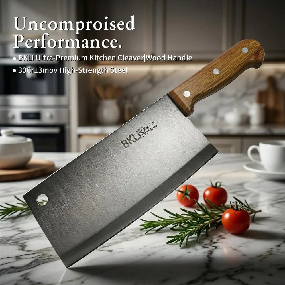 Nuovo Coltello da Macellaio Professionale Ultra Affilato, Coltello da Cucina Leggero in Acciaio Inossidabile 30Cr13 con Manico in Legno