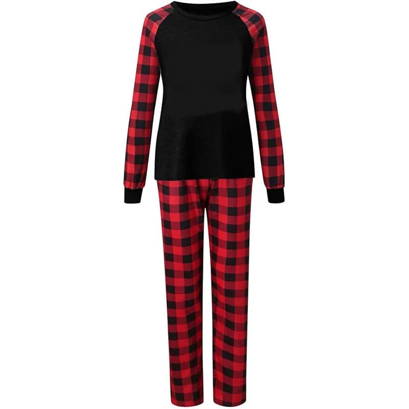 Set di Pigiami Natalizi Coordinati per Famiglia, Pigiami per Mamma e Bambini, Top a Quadri + Pantaloni, Set Due Pezzi, Abbigliamento da Notte Natalizio, Tutina per Neonati