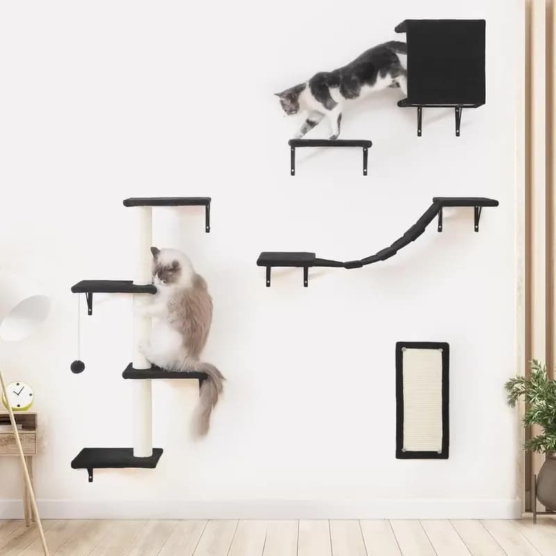 Custom Modern Stable Wooden Cat Climber Wall-Mounted Cat Furniture with Cat House Bridge Tree Scratcher