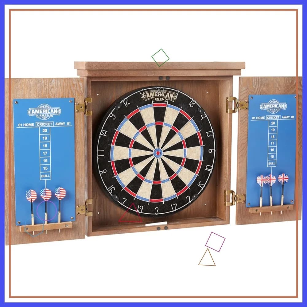 Set di Tavolo da Freccette in Legno Massello con Tabellone da 18 Pollici e 6 Freccette con Punta in Acciaio