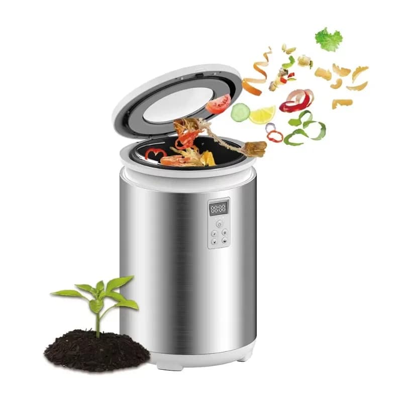 Dissipatore di Rifiuti Alimentari Elettrico da 4,5 Litri, Macchina per Compostaggio, Bidone Inodore con Display LED, in Acciaio Inox per Uso Domestico
