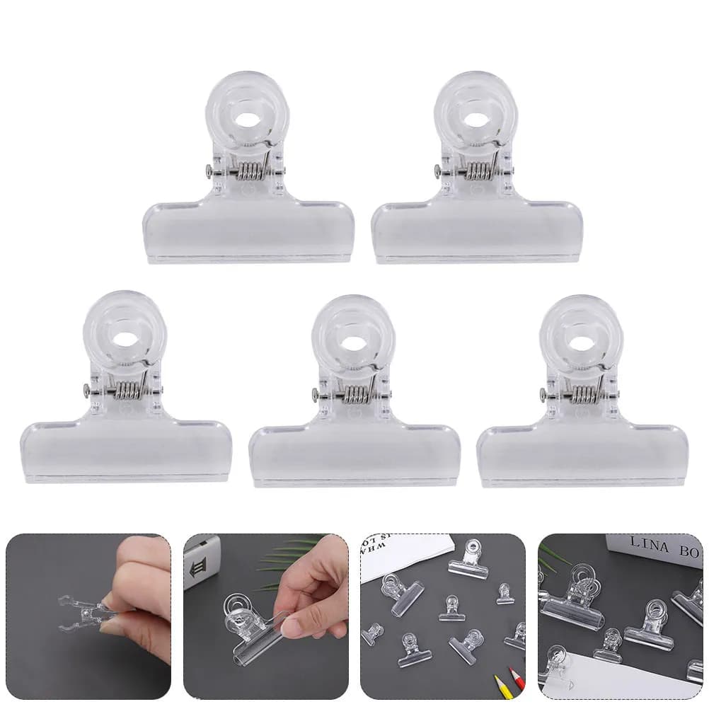 Clip pieghevoli in plastica da 10 pezzi, clip trasparenti per studenti, ufficio, scuola, fermagli per carta, cartelle, forniture di cancelleria