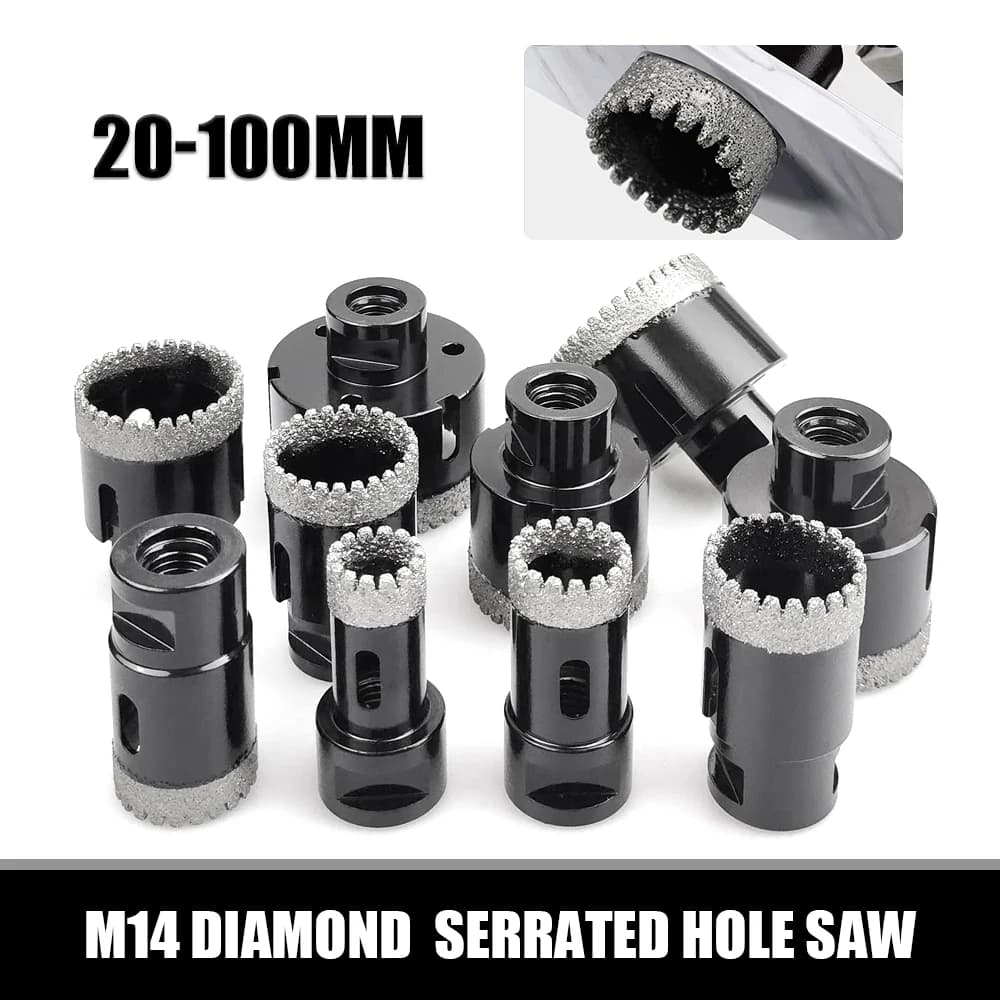 M14 20-100mm 1 trapano diamantato seghettato per granito marmo pietra sega a tazza piastrelle di ceramica trapano diamantato