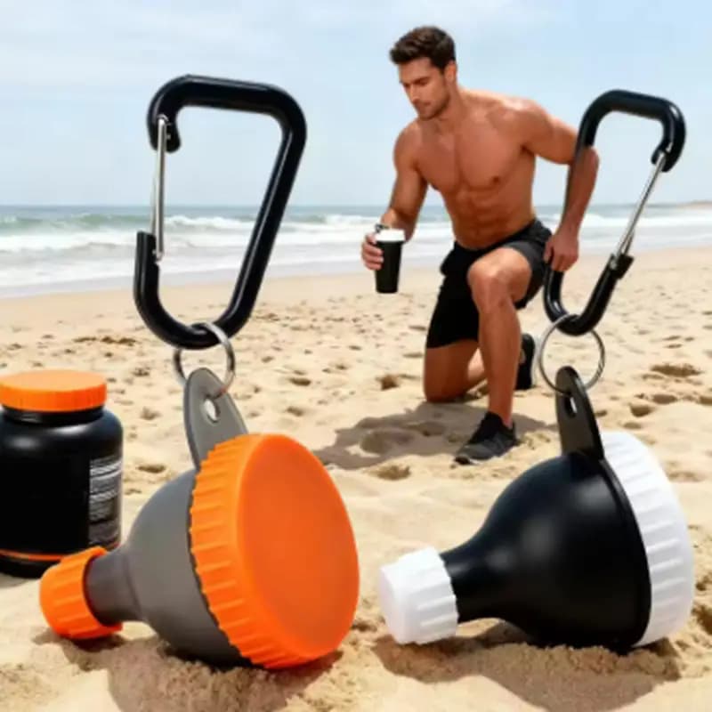 50ML Portable Mini Protein Powder Bottle with Keychain Health Funnel Medicine Box Container Small Cup Outdoor Sport Storage