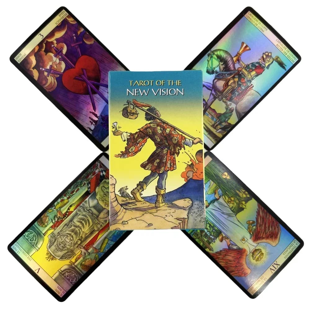 Carte Laser Tarot di Rider-Tarot della Nuova Visione, Mazzo da 78 Carte, Edizione Divinazione Inglese, Gioco da Tavolo con Guida