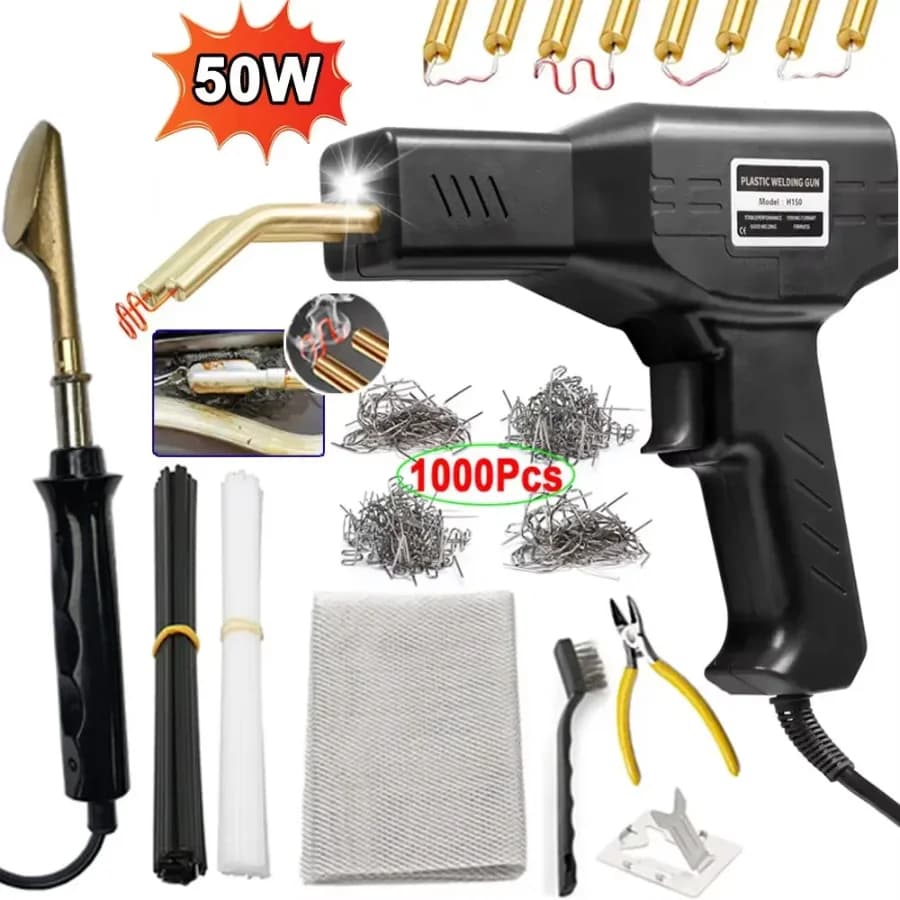 Saldatrice a caldo da 50W per plastica, saldatore per paraurti in plastica 2 in 1, attrezzi da garage, kit di riparazione paraurti auto, pistola saldatrice PVC