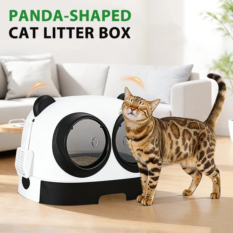 Lettiera per Gatti Extra-Large Chiusa, Vaschetta Anti-Schizzi Gigante per Gattini, Toilette per Gatti con Filtro al Carbone, Design Carino a Forma di Panda
