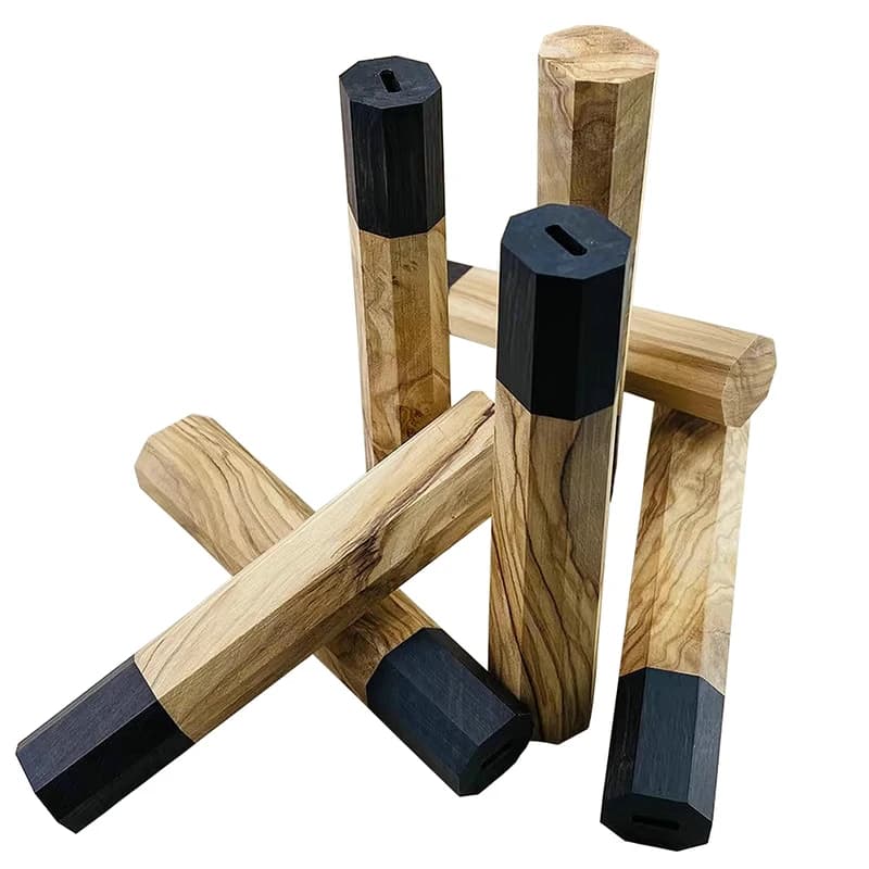 Manico ottagonale in stile giapponese in legno di ebano da 1 pezzo per manico per coltello da cucina manico per coltello in legno d'ulivo manico per coltello grezzo di pesce