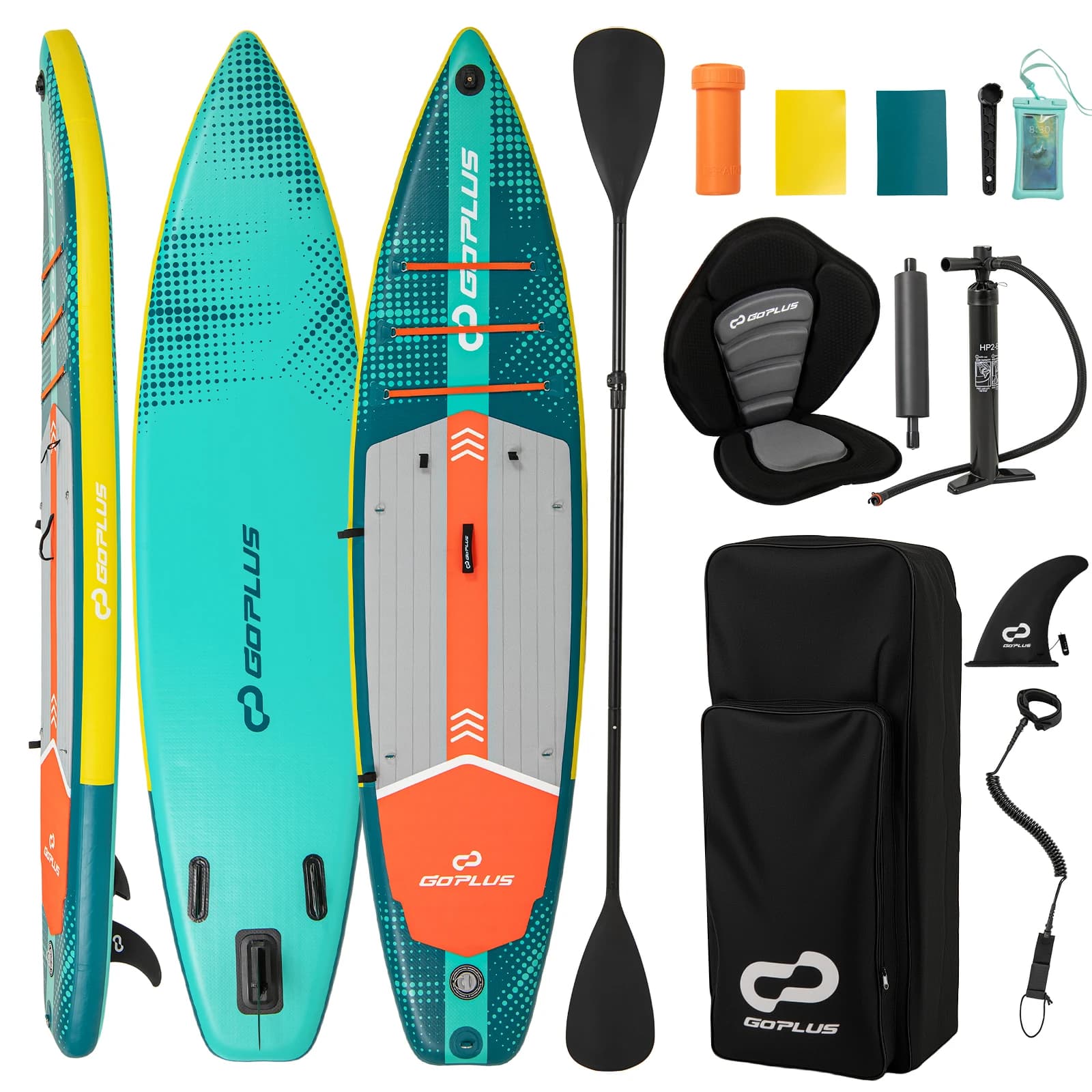Tavola da paddle gonfiabile da 11' per adulti con pompa a mano con guinzaglio per sedile in kayak