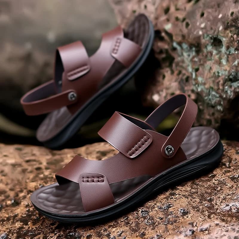 Nuove Ciabatte Estive Casual in Pelle, Indossabili in Due Modi, Comode, Leggere, Antiscivolo, alla Moda, per Esterni, Spiaggia e Viaggi