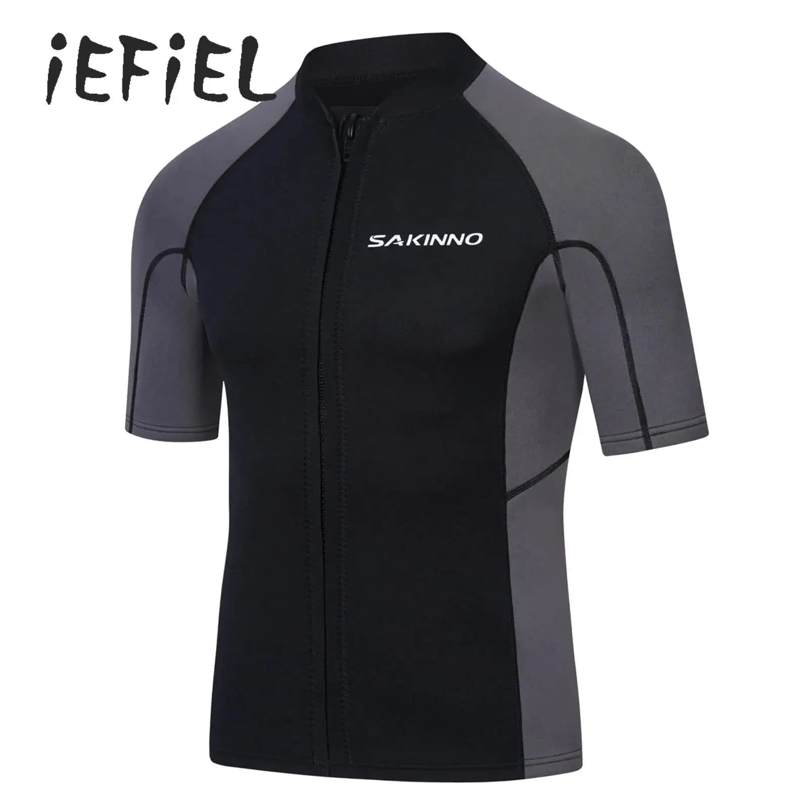 Muta da uomo Top 2mm Muta in neoprene Giacca Manica corta Zip Up Muta da sub Nuoto Snorkeling Scuba Diving Muta da surf Top