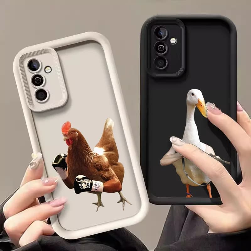 Divertenti Custodie Morbide per Telefono con Animali (Anatra, Gallina) per Samsung Galaxy S25 S26 Ultra S24 FE S23+ S22 S21 Plus M34