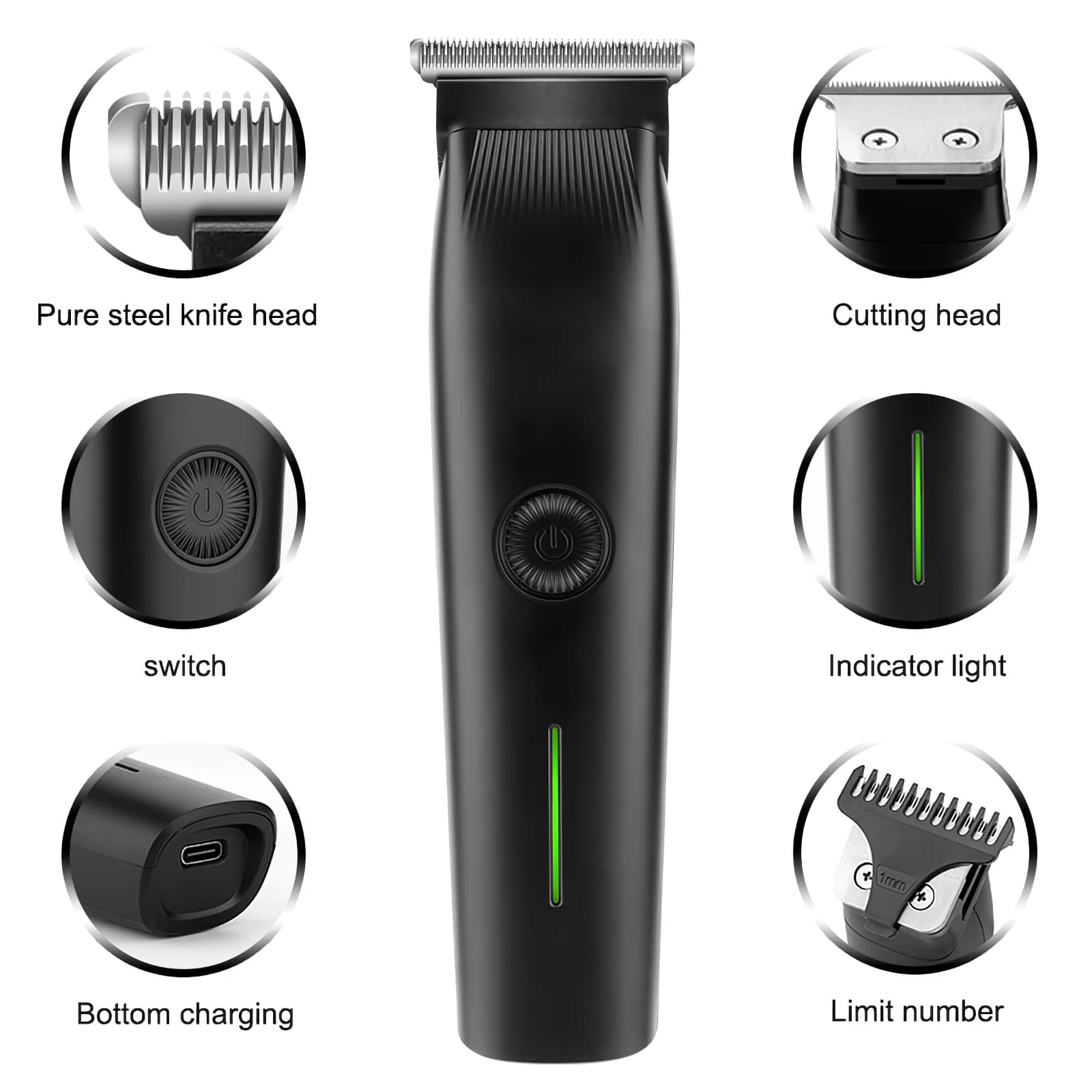 Adjustable set and precision haircuts – 6 pieces, 3 lengths, long life battery – The perfect Valentine's Day gift for him
