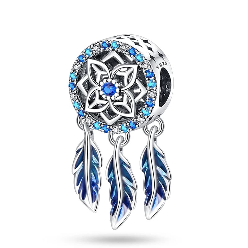 Trendy 925 Sterling Silver Blue Dreamcatcher Charms Bead Fit Original Bracelet DIY Women Valentine's Day Jewelry Gift