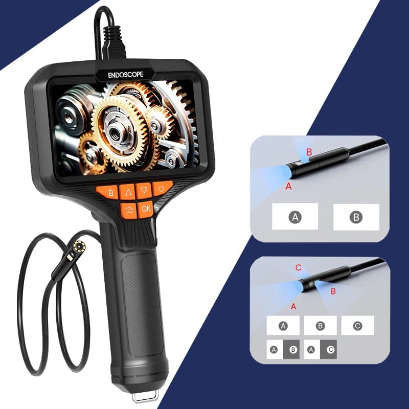 5'' IPS Screen Endoscope with 3.9/5.5mm/8mm Probe Camera 1080P HD Detachable Design IP67 Industrial Borescope for Inspection Car